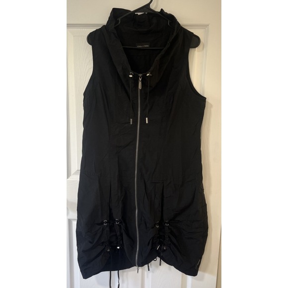 Carla Du Nord Dresses & Skirts - Vintage Carla Du Nord Lagenlook Zip Up Dress Black Sleeveless Womens US 10 EU 42